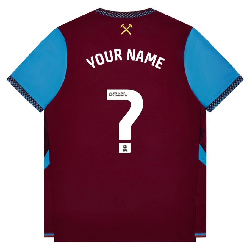 Danxen Mænd Dit Navn #0 Vinrød Kornblomstblå Hjemmebane Spillertrøjer 2026/27 Trøje T-Shirt