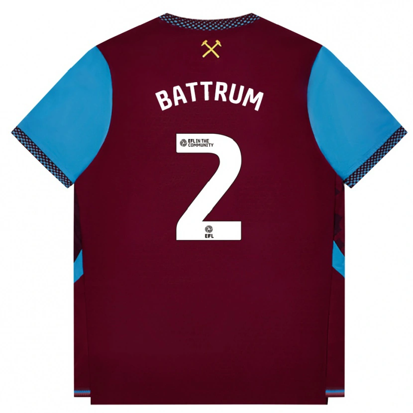 Danxen Mænd Ryan Battrum #2 Vinrød Kornblomstblå Hjemmebane Spillertrøjer 2026/27 Trøje T-Shirt
