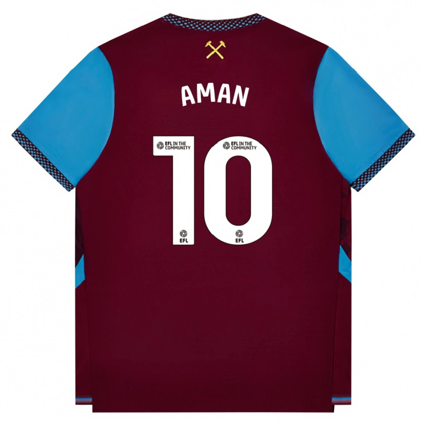Danxen Mænd Abdulkareem Aman #10 Vinrød Kornblomstblå Hjemmebane Spillertrøjer 2026/27 Trøje T-Shirt