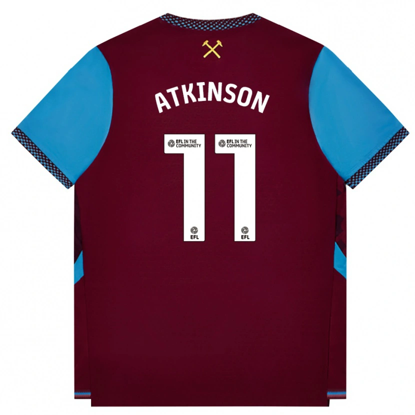 Danxen Mænd Izzy Atkinson #11 Vinrød Kornblomstblå Hjemmebane Spillertrøjer 2026/27 Trøje T-Shirt