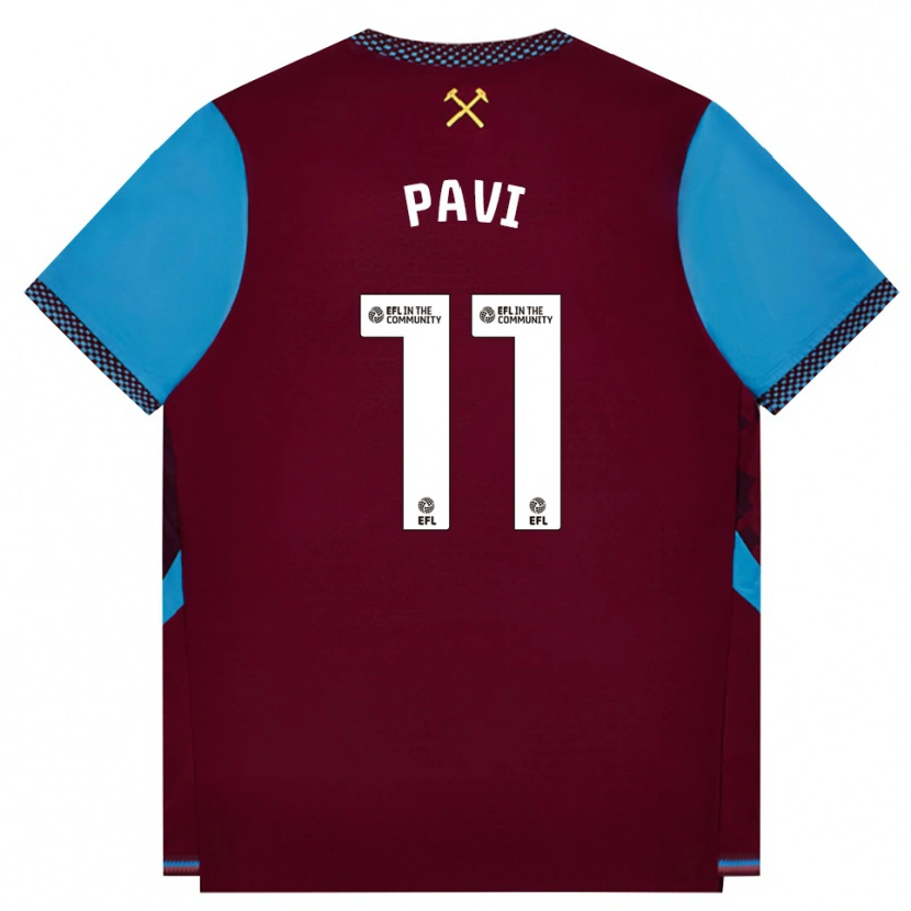 Danxen Mænd Manuela Paví #11 Vinrød Kornblomstblå Hjemmebane Spillertrøjer 2026/27 Trøje T-Shirt