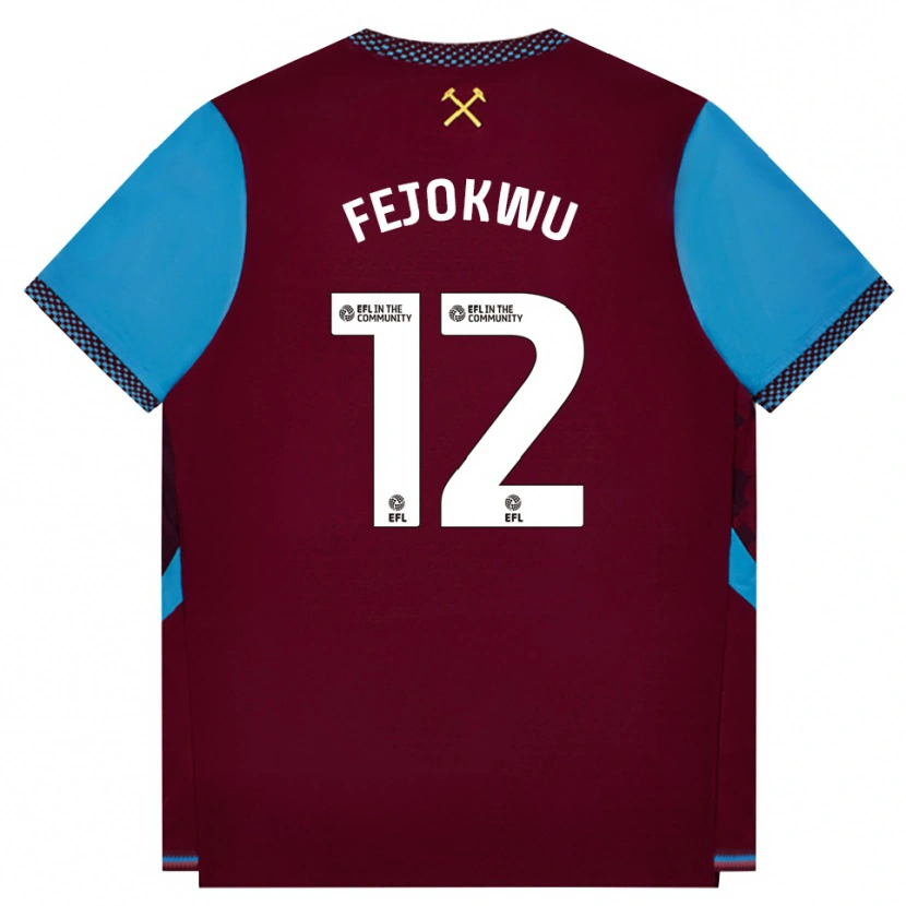 Danxen Mænd Emmanuel Fejokwu #12 Vinrød Kornblomstblå Hjemmebane Spillertrøjer 2026/27 Trøje T-Shirt