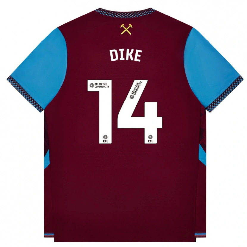 Danxen Mænd Lewis Dike #14 Vinrød Kornblomstblå Hjemmebane Spillertrøjer 2026/27 Trøje T-Shirt