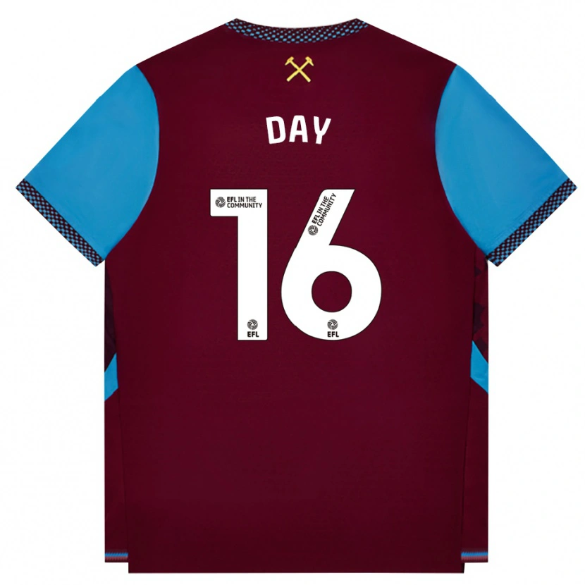 Danxen Mænd Frankie Day #16 Vinrød Kornblomstblå Hjemmebane Spillertrøjer 2026/27 Trøje T-Shirt