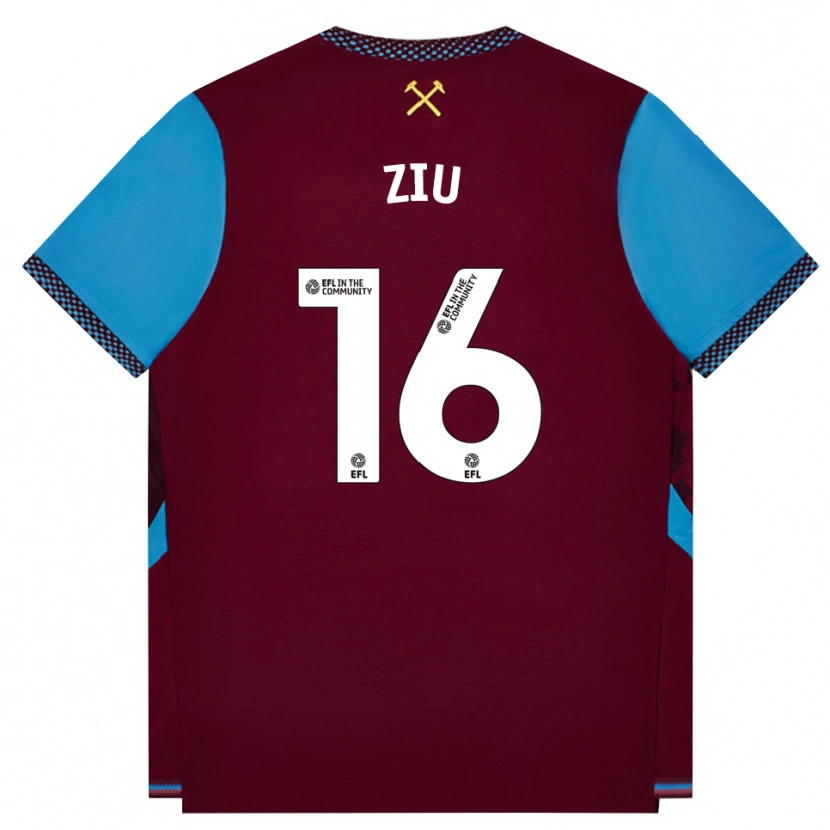 Danxen Mænd Jessica Ziu #16 Vinrød Kornblomstblå Hjemmebane Spillertrøjer 2026/27 Trøje T-Shirt