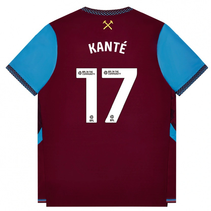 Danxen Mænd Mohamadou Kanté #17 Vinrød Kornblomstblå Hjemmebane Spillertrøjer 2026/27 Trøje T-Shirt