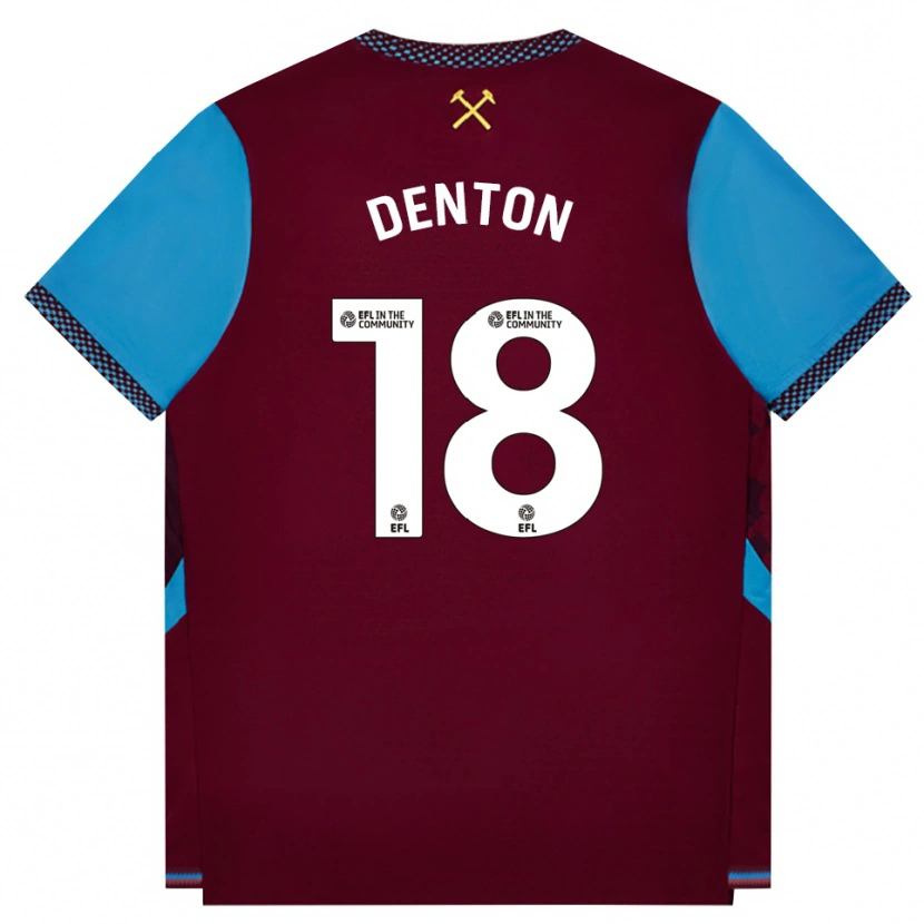Danxen Mænd Anouk Denton #18 Vinrød Kornblomstblå Hjemmebane Spillertrøjer 2026/27 Trøje T-Shirt