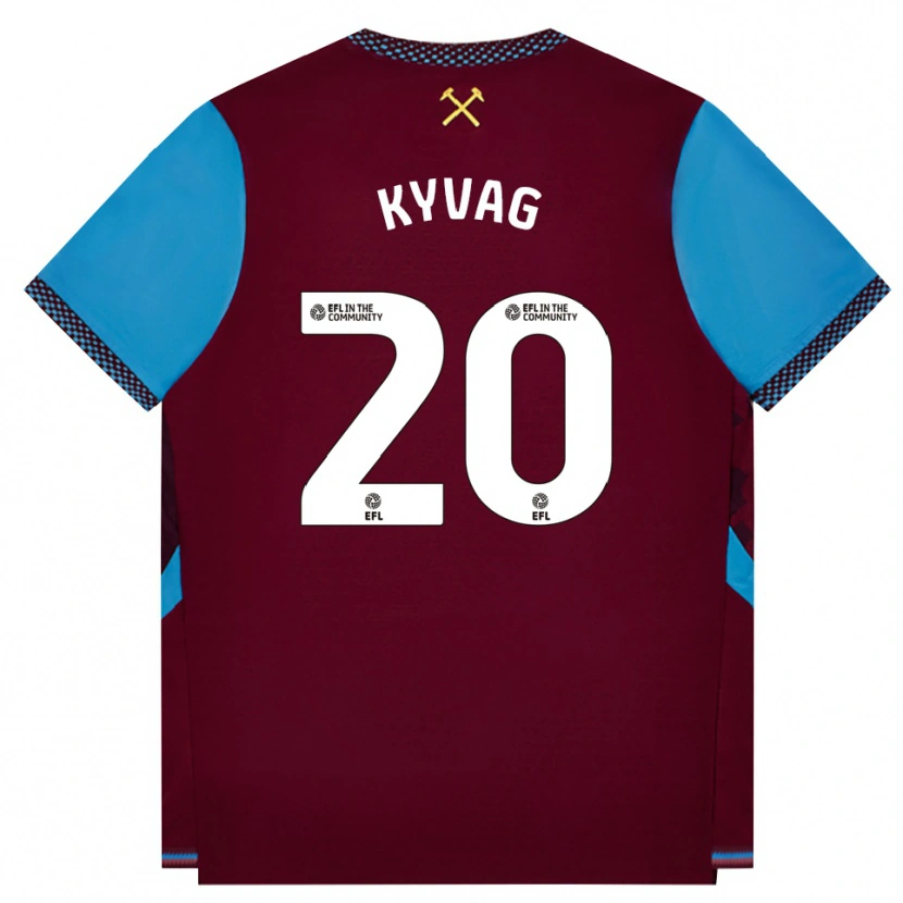 Danxen Mænd Thea Kyvag #20 Vinrød Kornblomstblå Hjemmebane Spillertrøjer 2026/27 Trøje T-Shirt