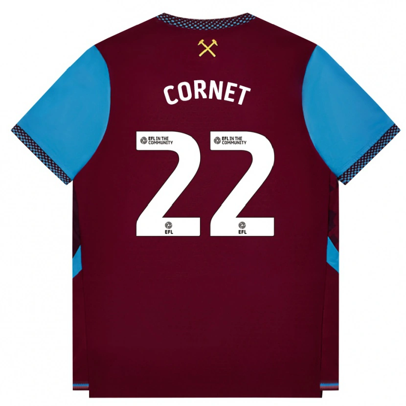 Danxen Mænd Maxwel Cornet #22 Vinrød Kornblomstblå Hjemmebane Spillertrøjer 2026/27 Trøje T-Shirt
