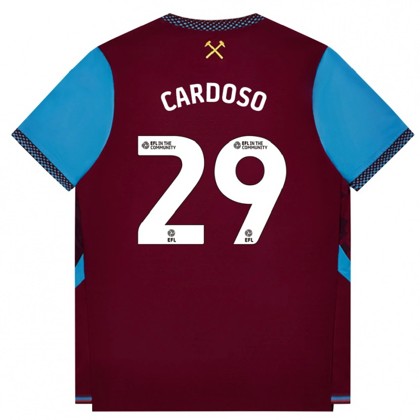 Danxen Mænd Goncalo Cardoso #29 Vinrød Kornblomstblå Hjemmebane Spillertrøjer 2026/27 Trøje T-Shirt