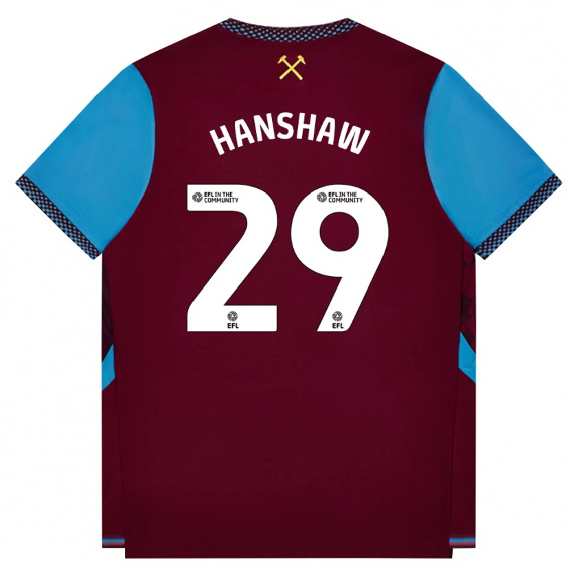 Danxen Mænd Verena Hanshaw #29 Vinrød Kornblomstblå Hjemmebane Spillertrøjer 2026/27 Trøje T-Shirt
