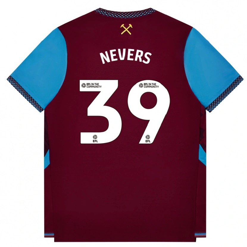 Danxen Mænd Thierry Nevers #39 Vinrød Kornblomstblå Hjemmebane Spillertrøjer 2026/27 Trøje T-Shirt