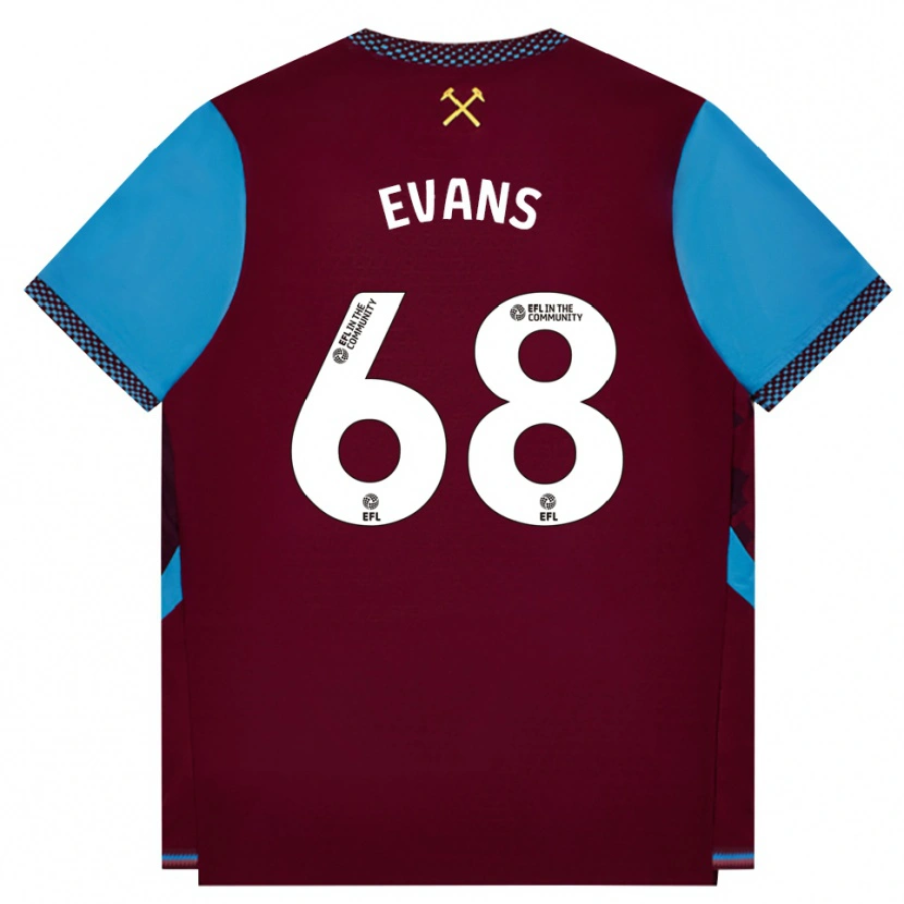Danxen Mænd Isaac Evans #68 Vinrød Kornblomstblå Hjemmebane Spillertrøjer 2026/27 Trøje T-Shirt