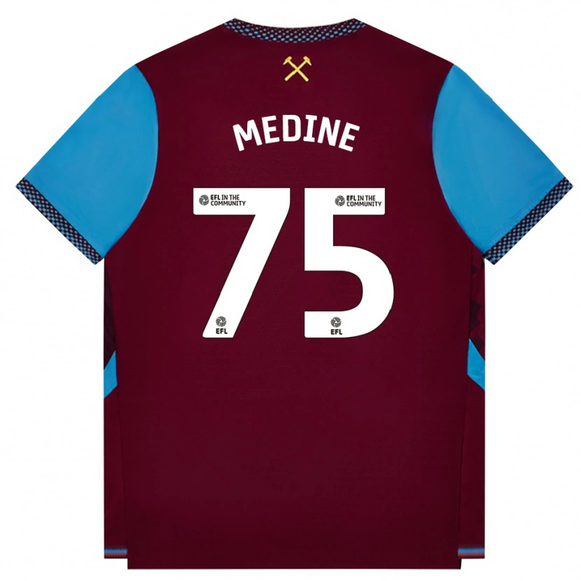 Danxen Mænd Jethro Medine #75 Vinrød Kornblomstblå Hjemmebane Spillertrøjer 2026/27 Trøje T-Shirt