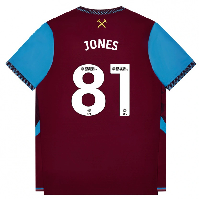 Danxen Mænd Liam Jones #81 Vinrød Kornblomstblå Hjemmebane Spillertrøjer 2026/27 Trøje T-Shirt