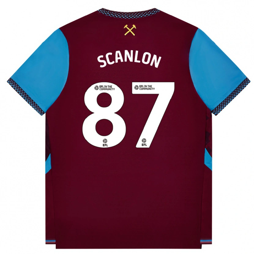 Danxen Mænd Joe Scanlon #87 Vinrød Kornblomstblå Hjemmebane Spillertrøjer 2026/27 Trøje T-Shirt