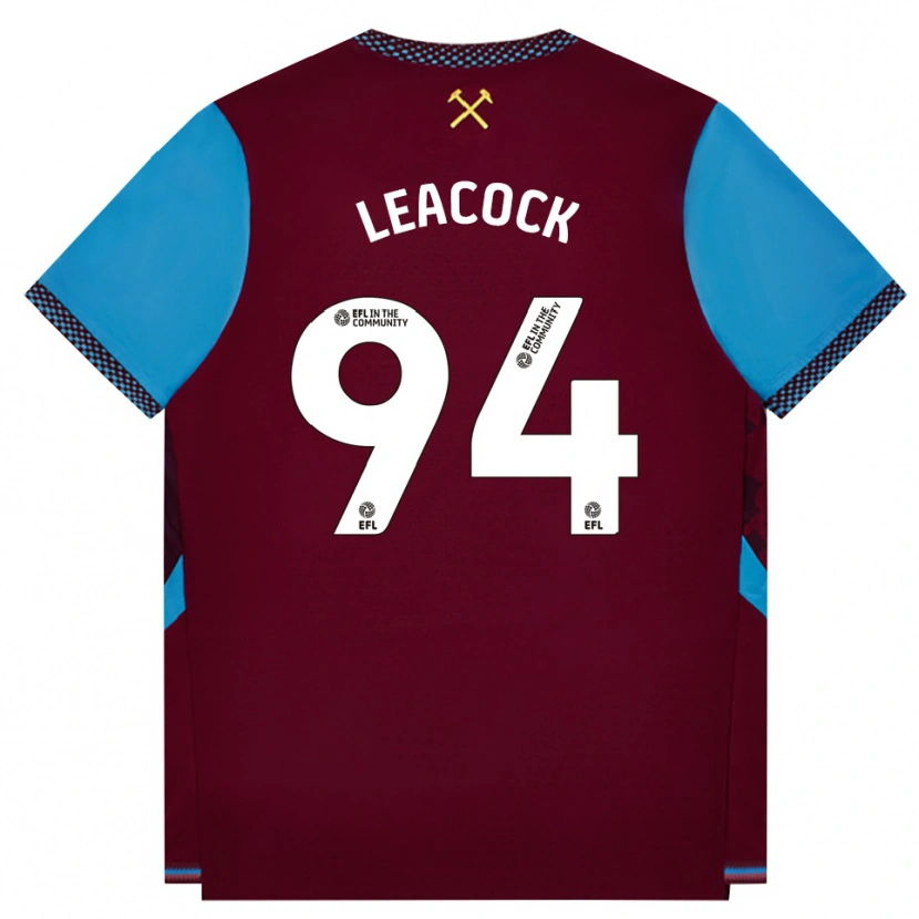 Danxen Mænd Callum Leacock #94 Vinrød Kornblomstblå Hjemmebane Spillertrøjer 2026/27 Trøje T-Shirt