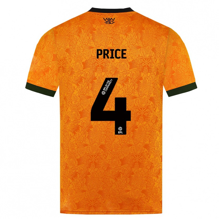 Danxen Mænd Anna Price #4 Orange Sort Hjemmebane Spillertrøjer 2026/27 Trøje T-Shirt