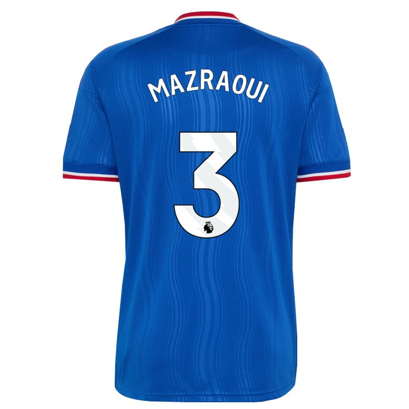 Danxen Mænd Noussair Mazraoui #3 Blå Hvid Rød Udebane Spillertrøjer 2026/27 Trøje T-Shirt
