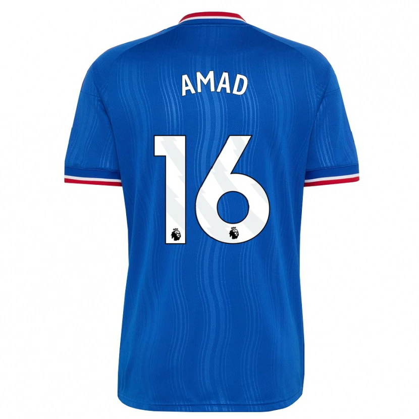 Danxen Mænd Amad Diallo #16 Blå Hvid Rød Udebane Spillertrøjer 2026/27 Trøje T-Shirt