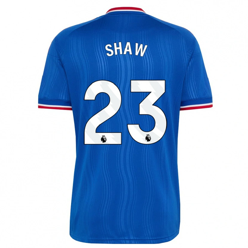 Danxen Mænd Luke Shaw #23 Blå Hvid Rød Udebane Spillertrøjer 2026/27 Trøje T-Shirt