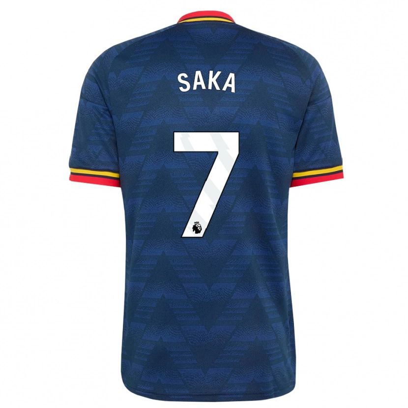 Danxen Mænd Bukayo Saka #7 Midnatsblå Gul Rød Udebane Spillertrøjer 2026/27 Trøje T-Shirt