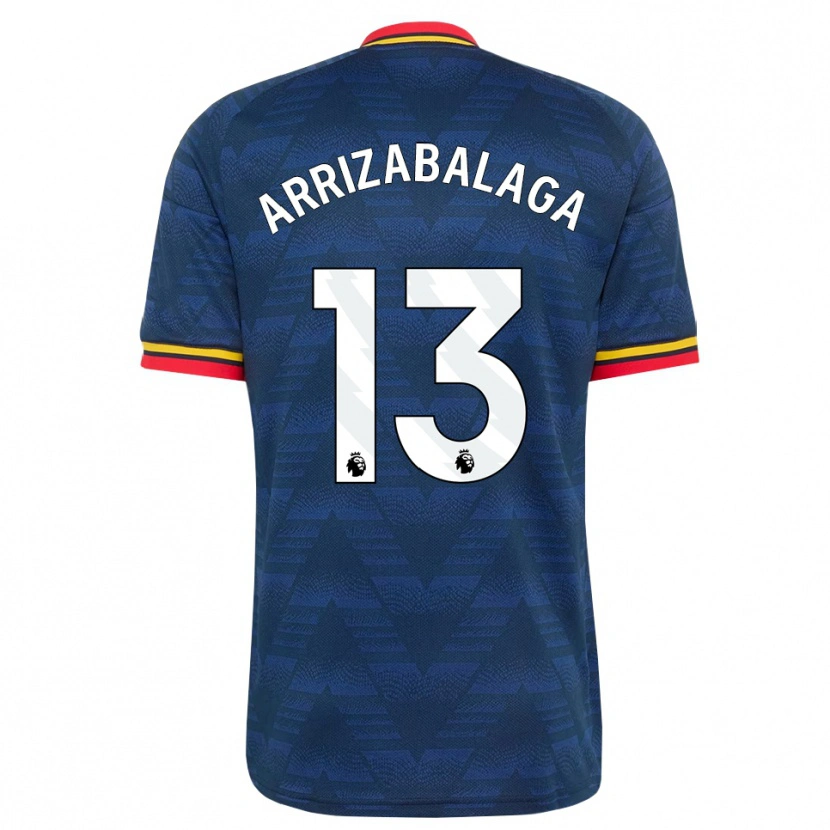 Danxen Mænd Kepa Arrizabalaga #13 Midnatsblå Gul Rød Udebane Spillertrøjer 2026/27 Trøje T-Shirt
