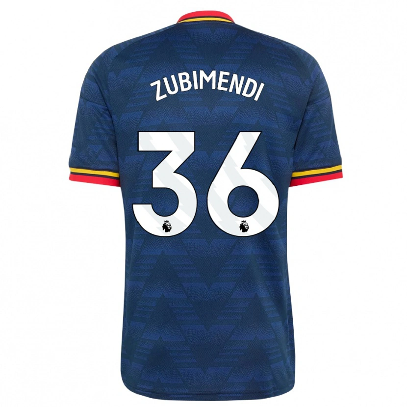 Danxen Mænd Martín Zubimendi #36 Midnatsblå Gul Rød Udebane Spillertrøjer 2026/27 Trøje T-Shirt
