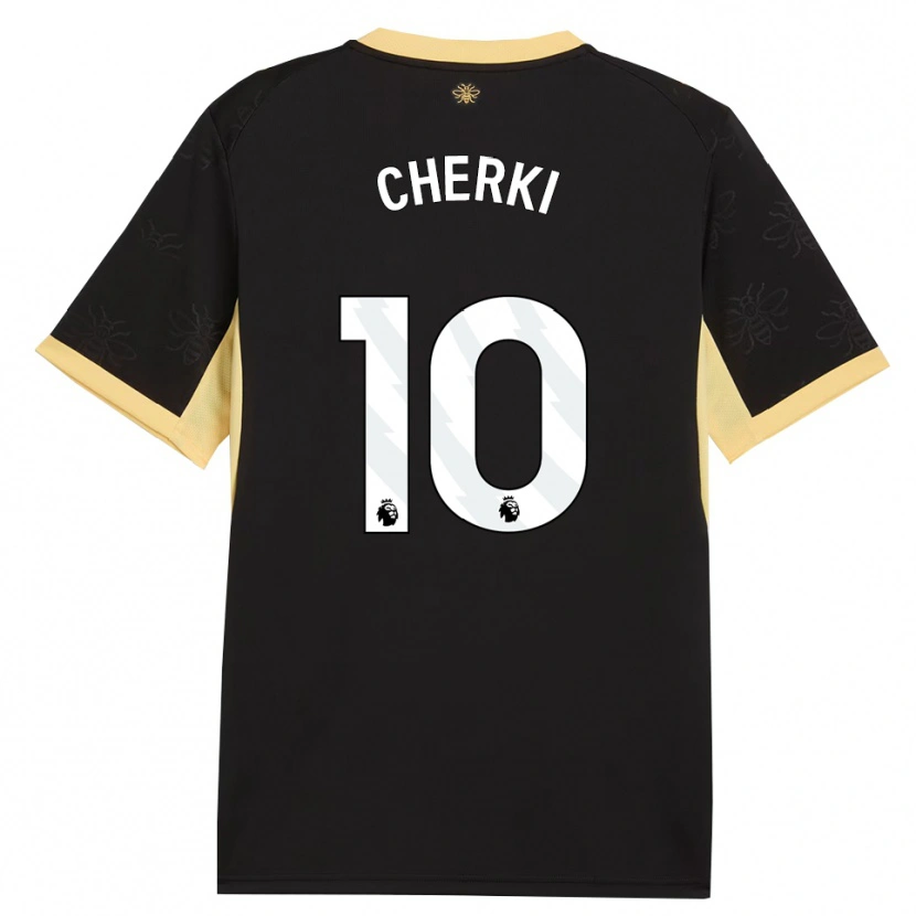 Danxen Mænd Rayan Cherki #10 Sort Gul Udebane Spillertrøjer 2026/27 Trøje T-Shirt