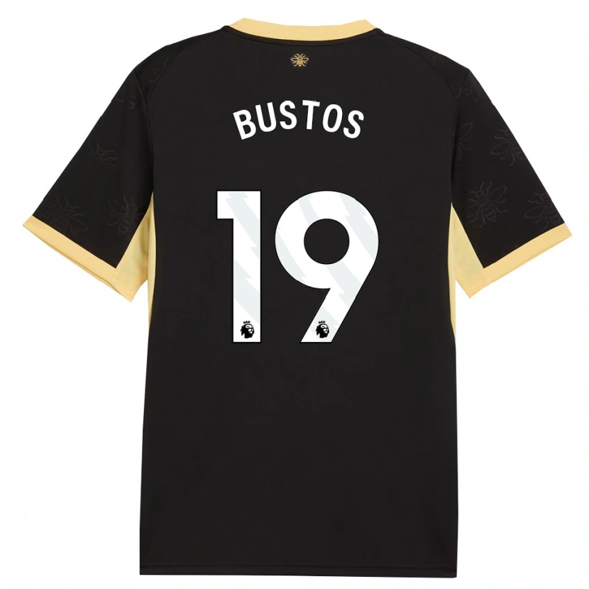 Danxen Mænd Nahuel Bustos #19 Sort Gul Udebane Spillertrøjer 2026/27 Trøje T-Shirt