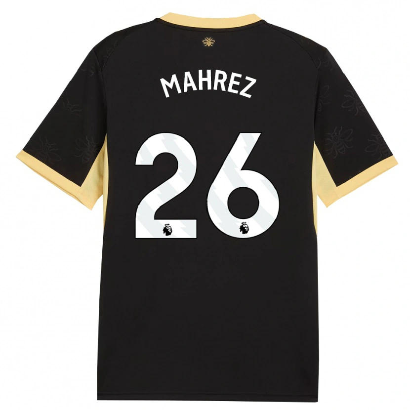 Danxen Mænd Riyad Mahrez #26 Sort Gul Udebane Spillertrøjer 2026/27 Trøje T-Shirt