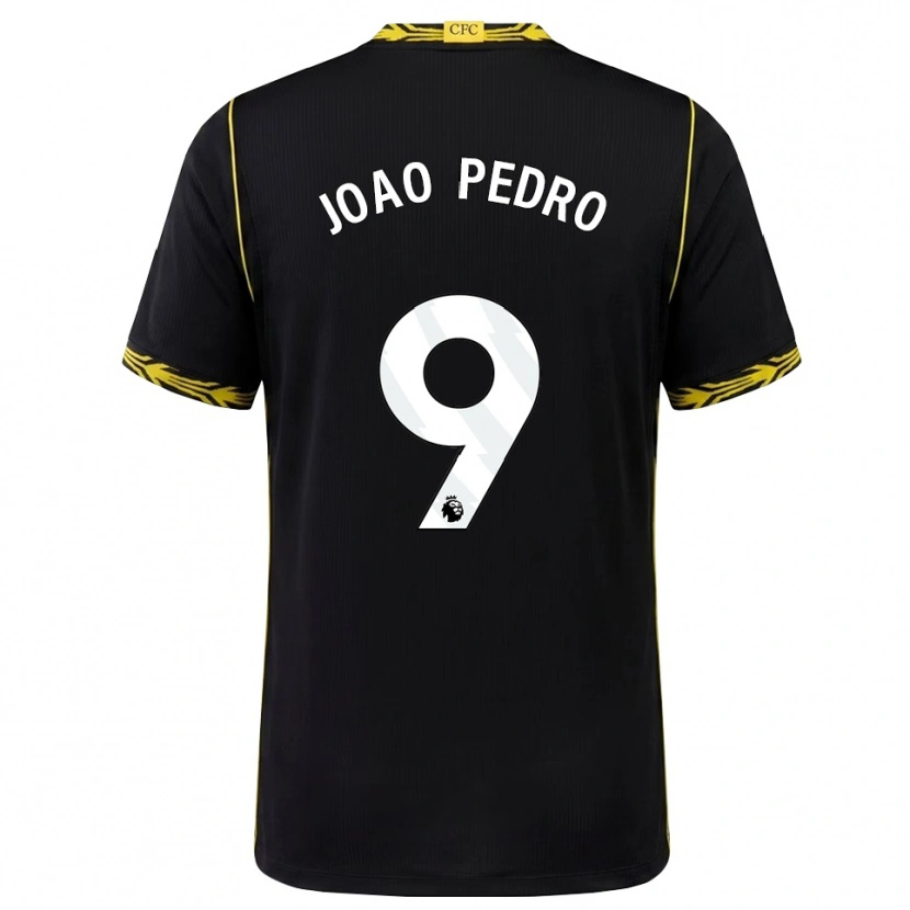 Danxen Mænd João Pedro #9 Sort Gul Udebane Spillertrøjer 2026/27 Trøje T-Shirt