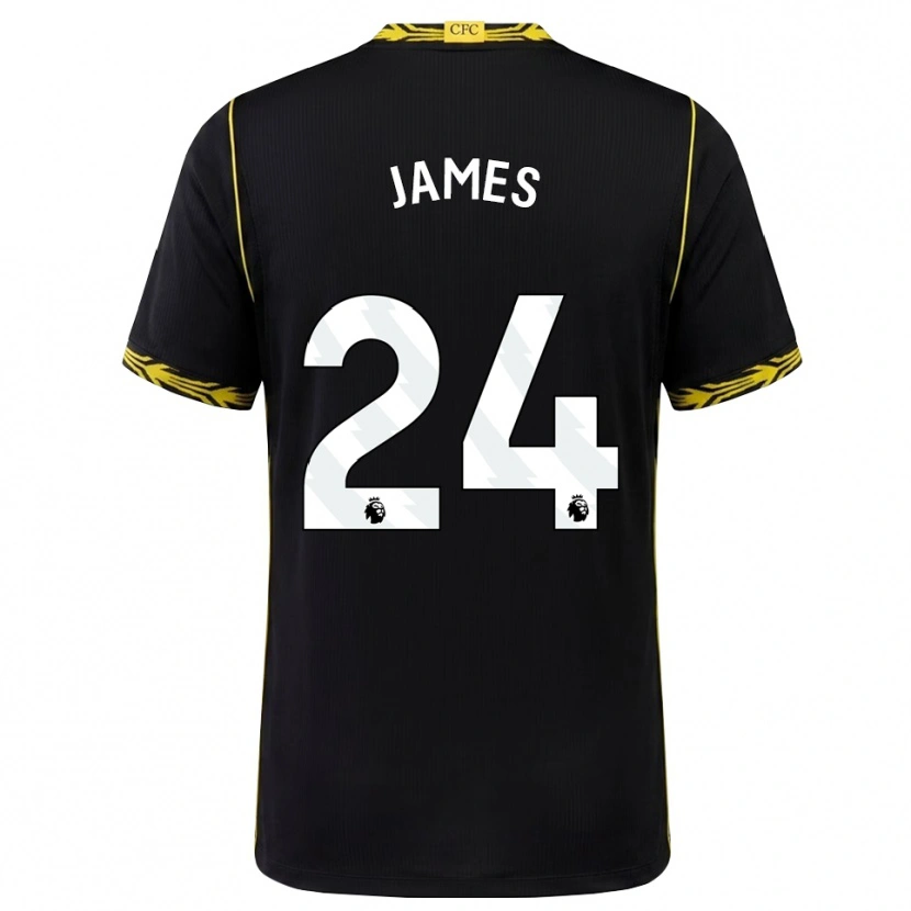 Danxen Mænd Reece James #24 Sort Gul Udebane Spillertrøjer 2026/27 Trøje T-Shirt