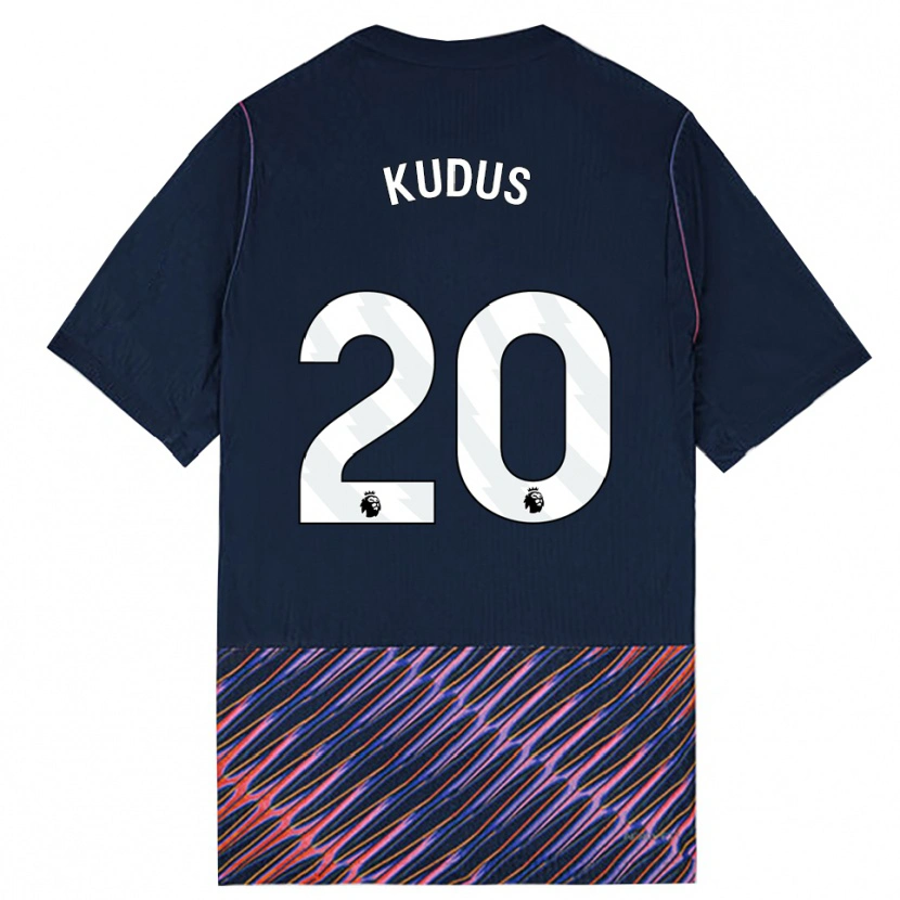 Danxen Mænd Mohammed Kudus #20 Kongeblå Hvid Udebane Spillertrøjer 2026/27 Trøje T-Shirt