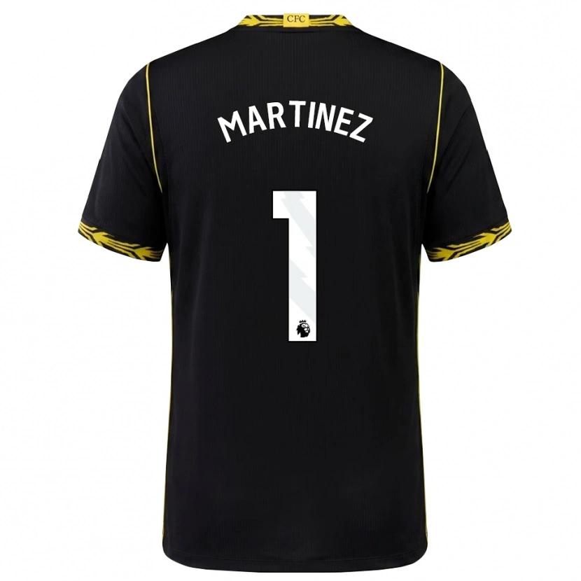 Danxen Mænd Emiliano Martínez #1 Sort Gul Udebane Spillertrøjer 2026/27 Trøje T-Shirt