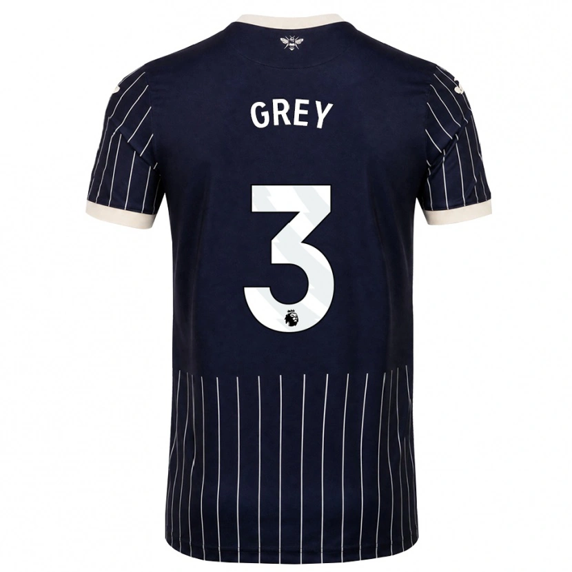Danxen Mænd Andre Grey #3 Sort Hvid Udebane Spillertrøjer 2026/27 Trøje T-Shirt