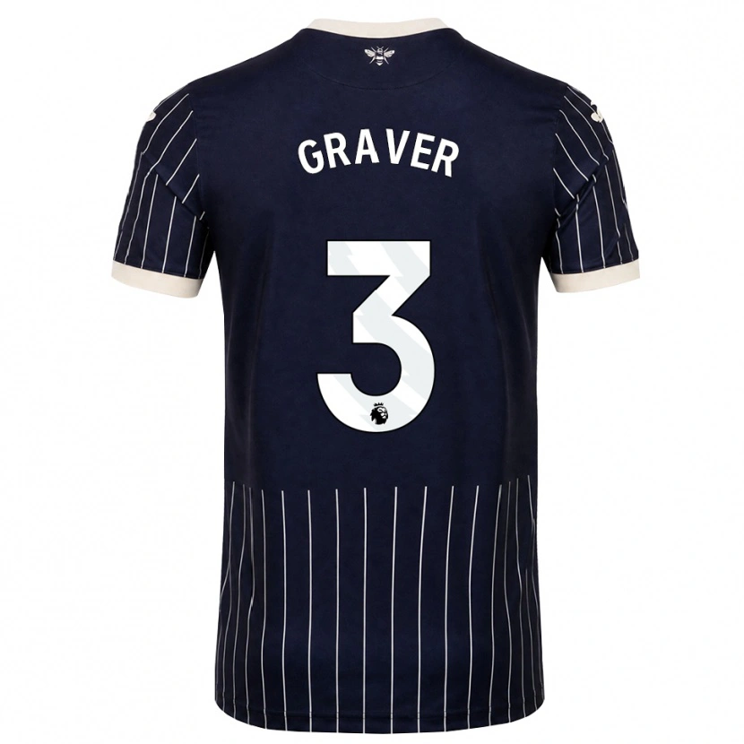 Danxen Mænd Regan Graver #3 Sort Hvid Udebane Spillertrøjer 2026/27 Trøje T-Shirt
