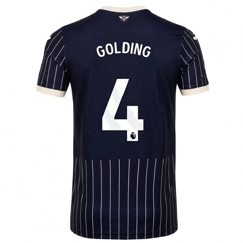 Danxen Mænd Aidan Golding #4 Sort Hvid Udebane Spillertrøjer 2026/27 Trøje T-Shirt