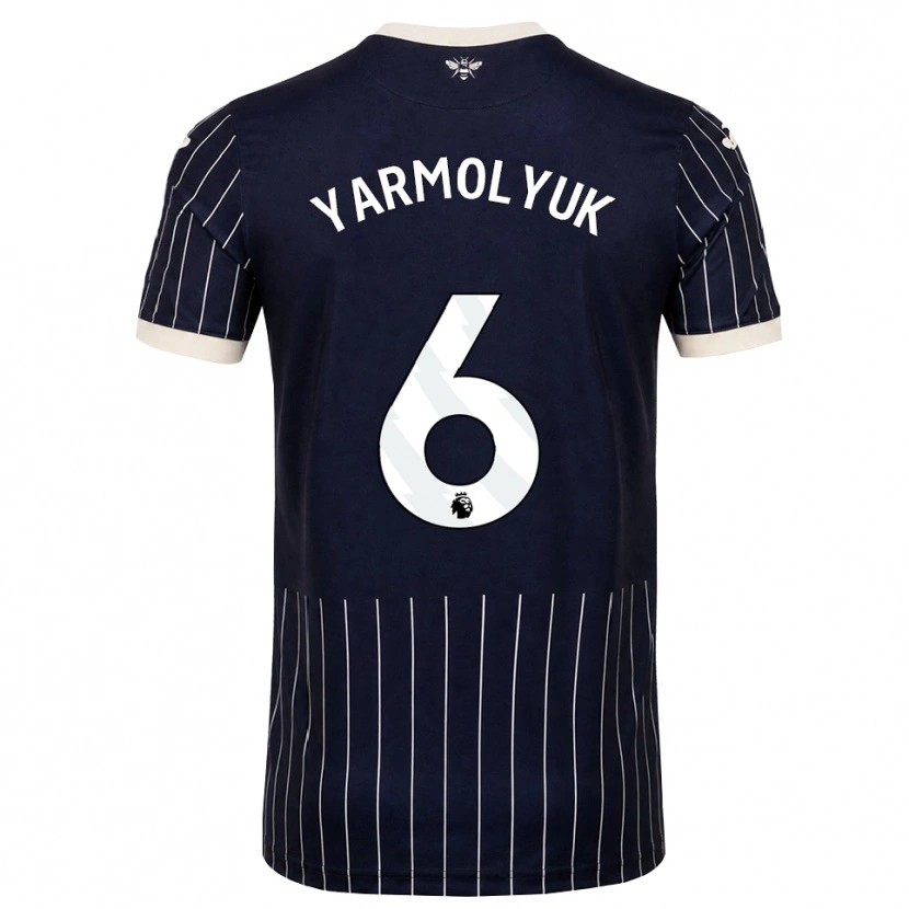 Danxen Mænd Yegor Yarmolyuk #6 Sort Hvid Udebane Spillertrøjer 2026/27 Trøje T-Shirt
