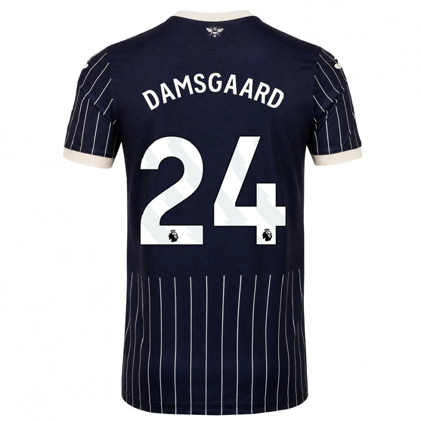 Danxen Mænd Mikkel Damsgaard #24 Sort Hvid Udebane Spillertrøjer 2026/27 Trøje T-Shirt