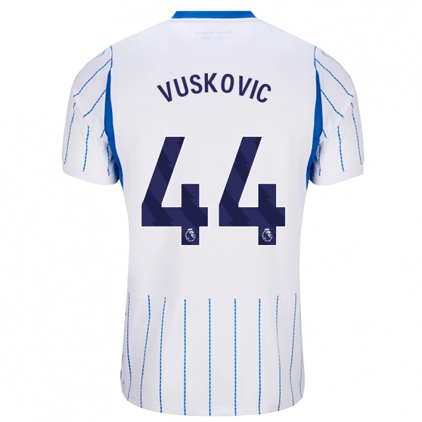 Danxen Mænd Luka Vuskovic #44 Jægerblå Hvid Udebane Spillertrøjer 2026/27 Trøje T-Shirt