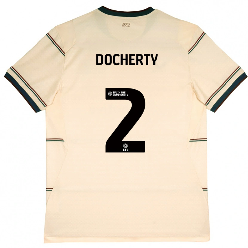 Danxen Mænd Charley Docherty #2 Beige Vinrød Udebane Spillertrøjer 2026/27 Trøje T-Shirt