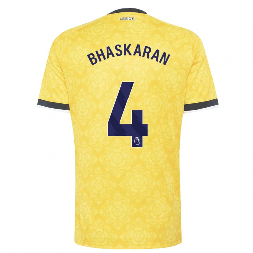 Danxen Mænd Joe Bhaskaran #4 Gul Hvid Sort Udebane Spillertrøjer 2026/27 Trøje T-Shirt