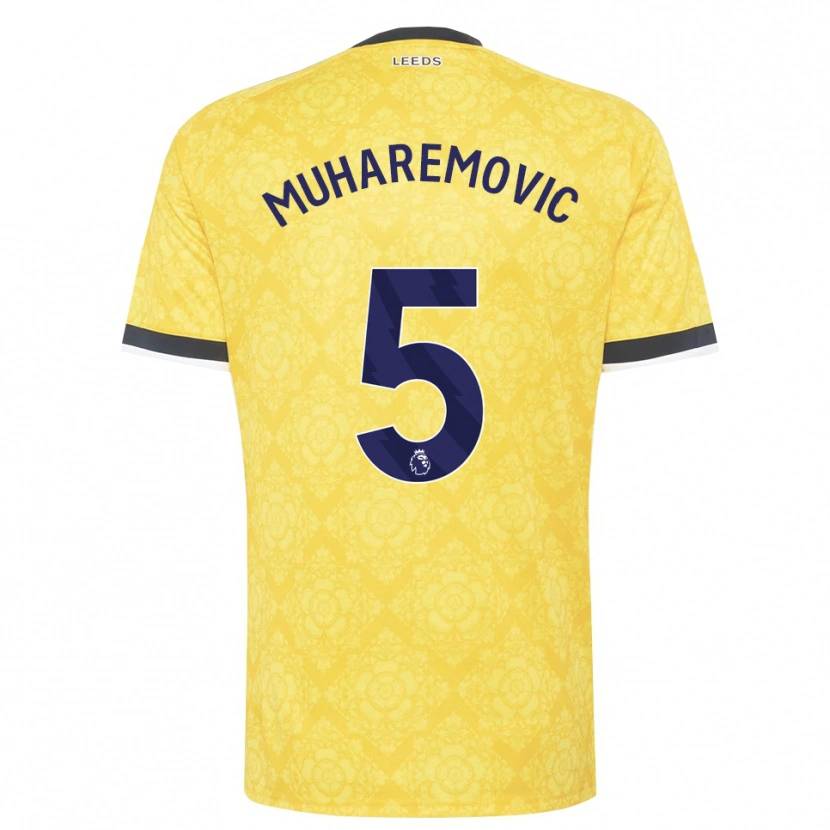 Danxen Mænd Tarik Muharemović #5 Gul Hvid Sort Udebane Spillertrøjer 2026/27 Trøje T-Shirt