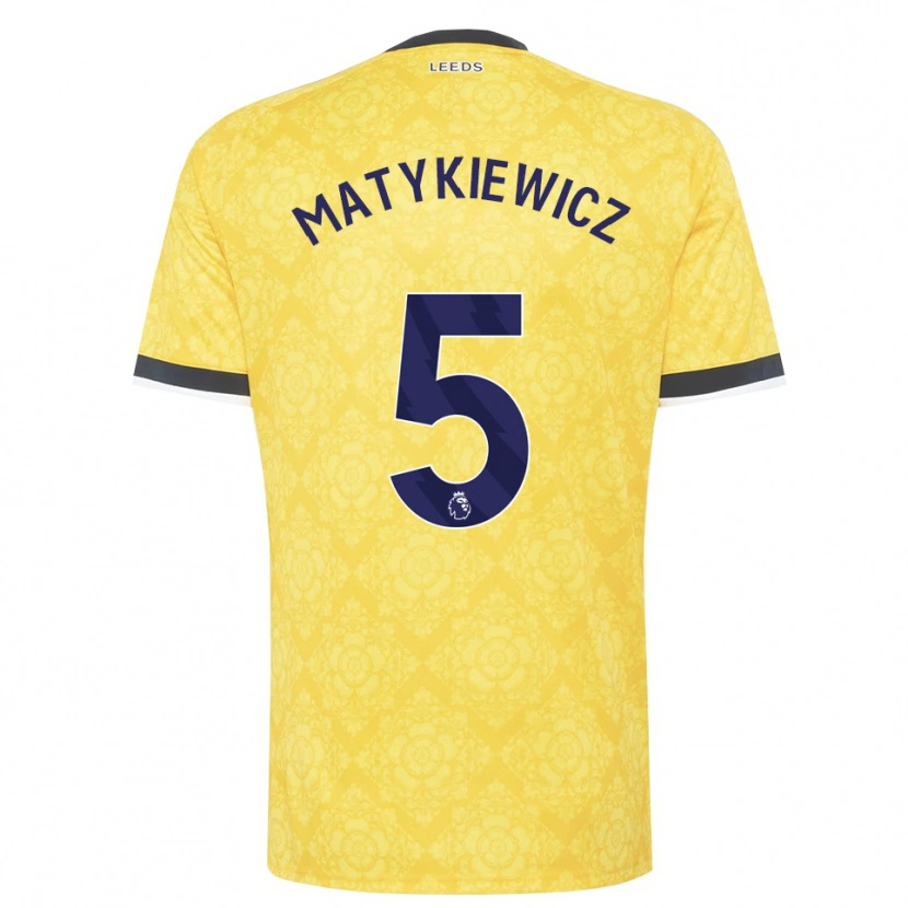 Danxen Mænd Luke Matykiewicz #5 Gul Hvid Sort Udebane Spillertrøjer 2026/27 Trøje T-Shirt