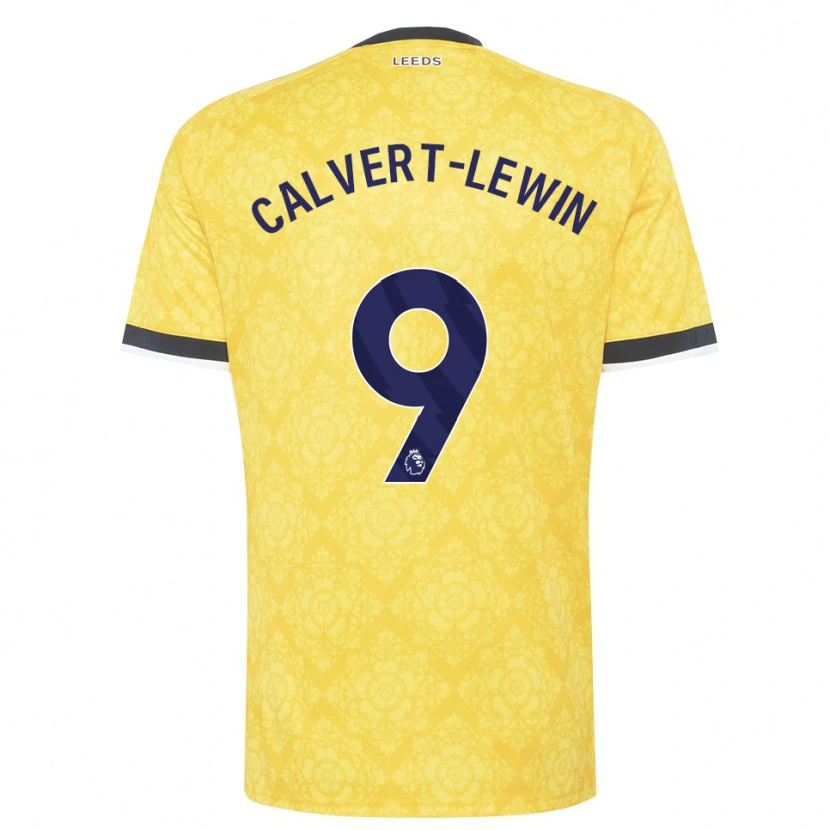 Danxen Mænd Dominic Calvert-Lewin #9 Gul Hvid Sort Udebane Spillertrøjer 2026/27 Trøje T-Shirt