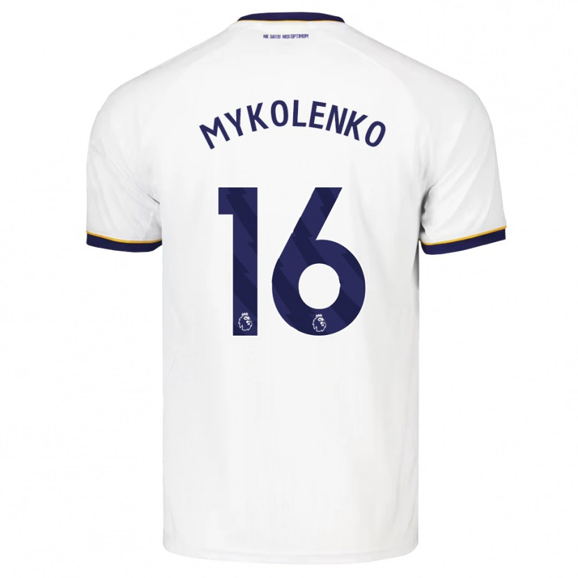 Danxen Mænd Vitaliy Mykolenko #16 Midnatsblå Hvid Gul Udebane Spillertrøjer 2026/27 Trøje T-Shirt