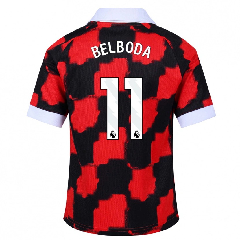 Danxen Mænd Malachai Belboda #11 Rød Hvid Sort Udebane Spillertrøjer 2026/27 Trøje T-Shirt