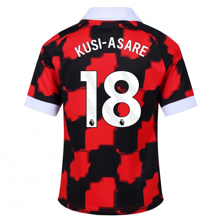 Danxen Mænd Jonah Kusi-Asare #18 Rød Hvid Sort Udebane Spillertrøjer 2026/27 Trøje T-Shirt
