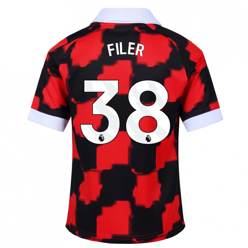 Danxen Mænd Maddie Filer #38 Rød Hvid Sort Udebane Spillertrøjer 2026/27 Trøje T-Shirt